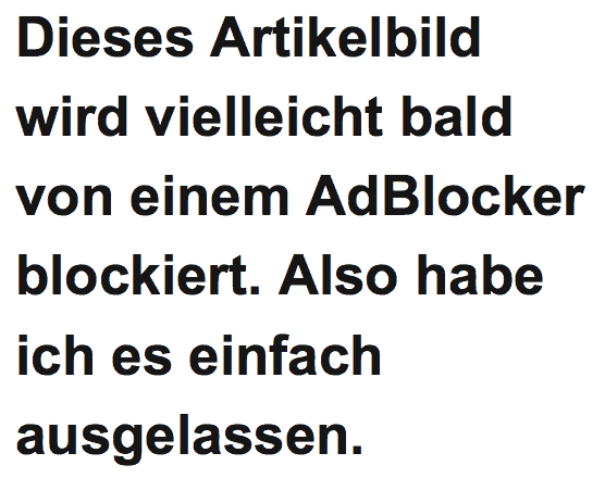 Text mit AdBlocker-Hinweis