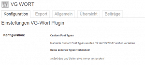 Option Panel VG Wort Plugin
